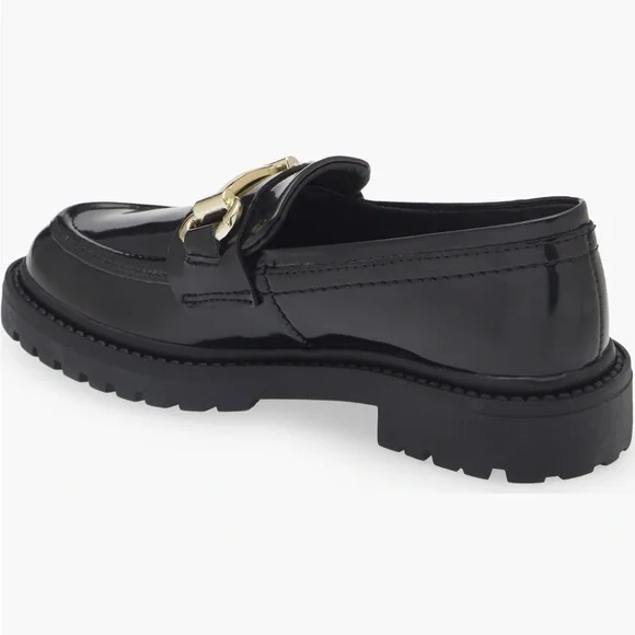 Steve Madden Black Patent Leather and Gold Loafers girls size 4 - Picture 6 of 10